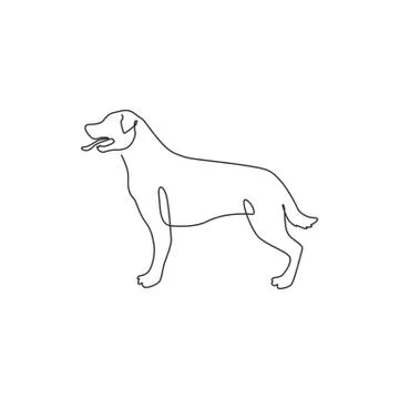 One continuous line drawing of fierce rottweiler dog for security company Illustrazione stock