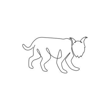 One continuous line drawing of fierce lynx feline for company logo identity Stock-Illustration