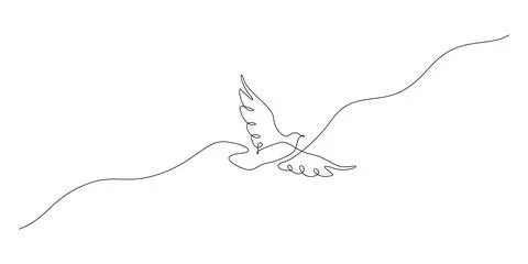 One continuous line drawing of flying up dove. Bird symbol of peace and freedom Stock Illustration