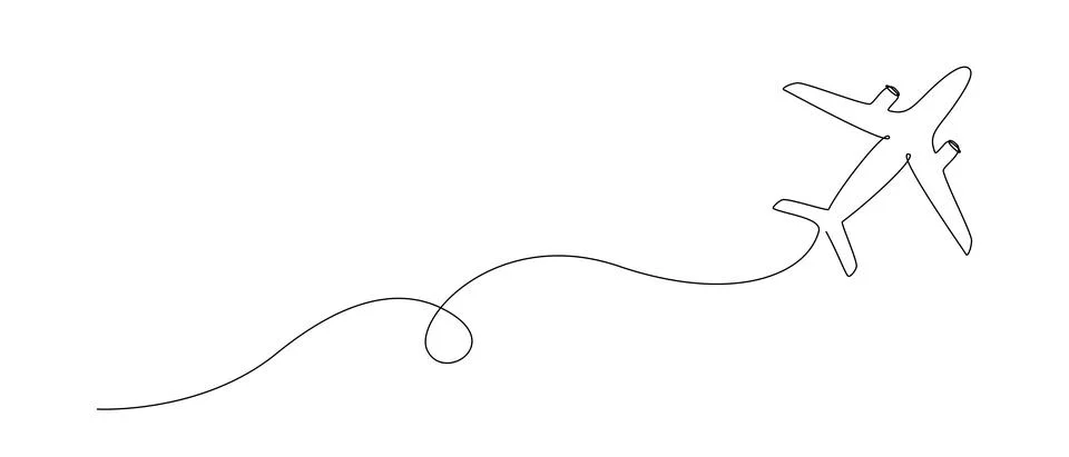 One Continuous line drawing of flying up airplane path. Concept of world travel Stock Illustration