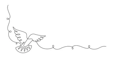 One continuous line drawing of flying dove. Bird symbol of peace and freedom in Stock Illustration