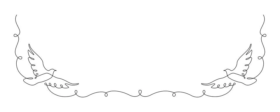 One continuous line drawing of flying dove. Bird symbol of peace and freedom in Stock Illustration