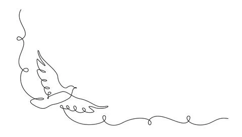 One continuous line drawing of flying dove. Bird symbol of peace and freedom in Stock Illustration