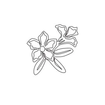 One continuous line drawing of fresh beauty adenium for garden logo Illustrazione stock