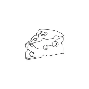 One continuous line drawing of fresh delicious Italian holed cheese shop logo Illustrazione stock