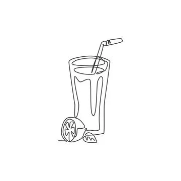 One continuous line drawing of fresh delicious beverage lemonade ice Illustrazione stock