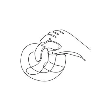 One continuous line drawing of fresh delicious Germany snack pretzel on hand Illustrazione stock