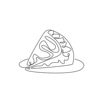 One continuous line drawing of fresh delicious crispy crepes restaurant logo Illustrazione stock