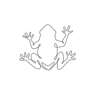 One continuous line drawing of funny frog for kids toy logo identity. Reptile Illustrazione stock