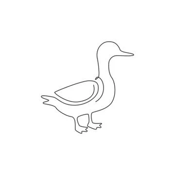 One continuous line drawing of funny white duck for business company business イラスト素材