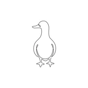 One continuous line drawing of funny white duck for business company business Illustrazione stock