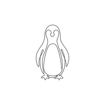 One continuous line drawing of funny penguin for kids toy company logo Stock-Illustration