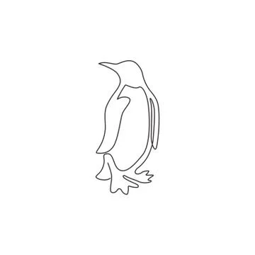 One continuous line drawing of funny penguin for kids toy company logo Stock Illustration