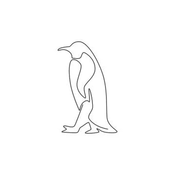 One continuous line drawing of funny penguin for kids toy company logo Stock-Illustration