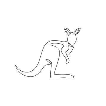 One continuous line drawing of funny standing kangaroo for national zoo logo Stock-Illustration