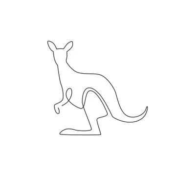 One continuous line drawing of funny standing kangaroo for national zoo logo Stock Illustration