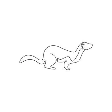One continuous line drawing of funny weasel for company logo identity Stock-Illustration