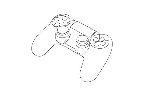 One continuous line drawing of game stick. Joystick to play the game and Stock Illustration