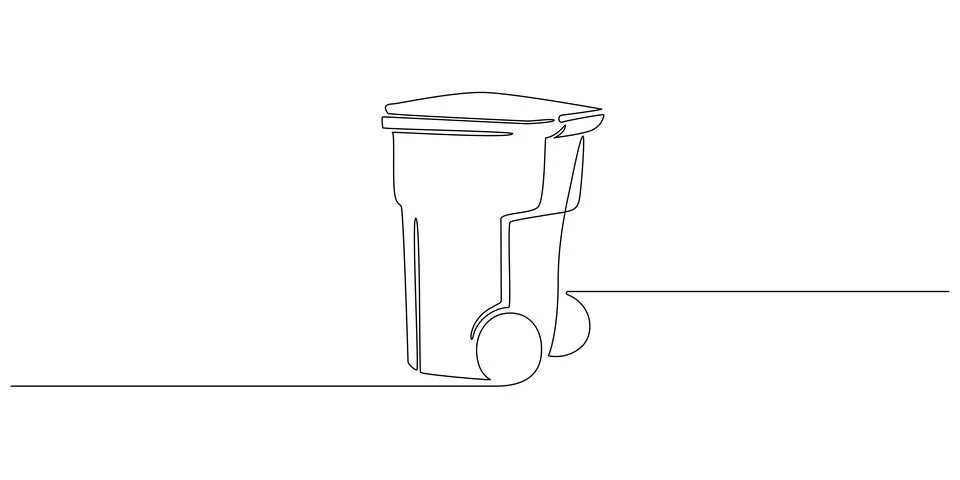 One continuous line drawing of garbage container. Plastic recycle waste dustbin Stock Illustration
