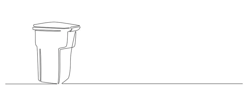 One continuous line drawing of garbage container. Plastic recycle waste dustbin Stock Illustration