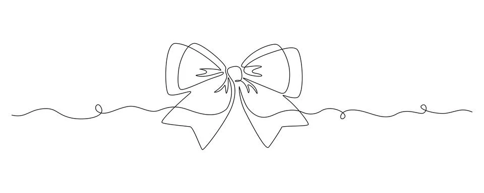 One continuous line drawing of gift ribbon bow. Christmas and birthday present Stock Illustration
