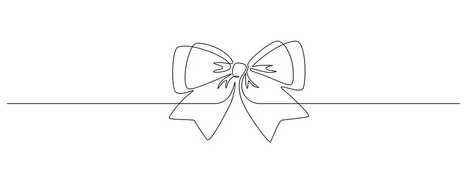 One continuous line drawing of gift ribbon bow. Christmas and birthday present Stock Illustration
