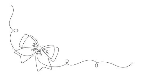 One continuous line drawing of gift ribbon bow. Christmas and birthday present Stock Illustration