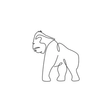One continuous line drawing of gorilla for national park logo identity イラスト素材