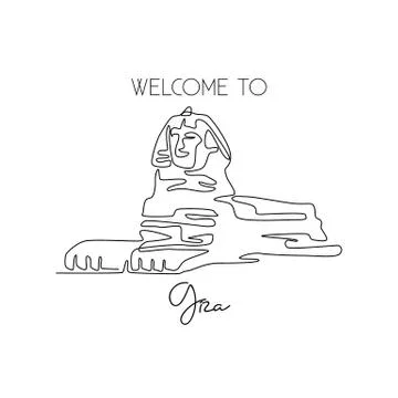 One continuous line drawing of Great Sphinx. Historical tomb iconic place Illustrazione stock