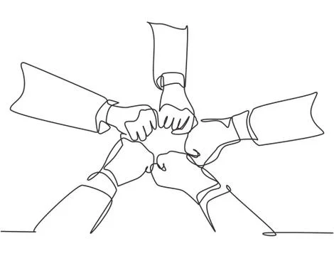 One continuous line drawing group of male and female business people unite Illustrazione stock