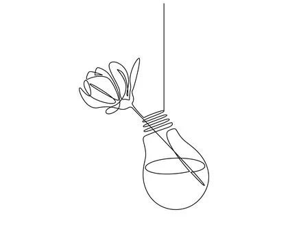 One continuous line drawing of hanging flower decor. Romantic elegance concept Stock Illustration