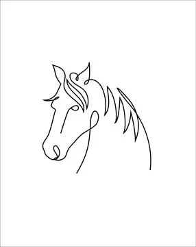 One continuous line drawing of horse, Illustrazione stock