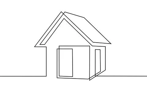 One continuous line drawing of a house icon, vector illustration Stock Illustration