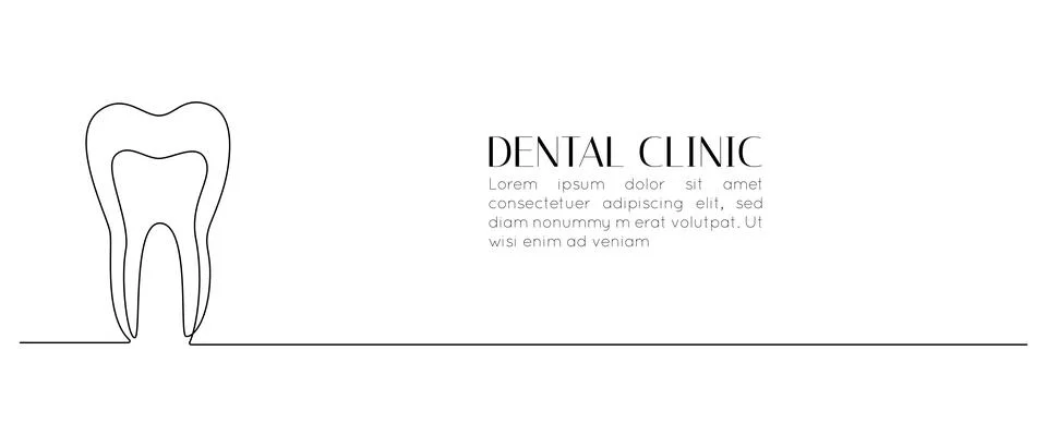 One continuous line drawing of human tooth. Oral hygiene and health concept for Stock Illustration