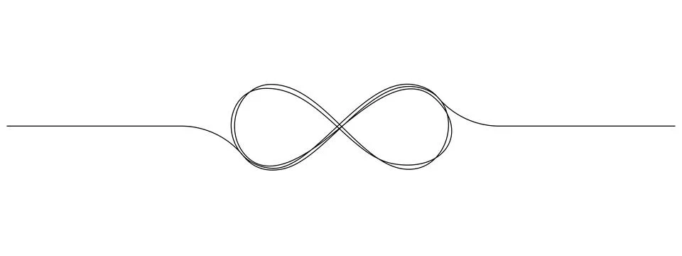 One continuous line drawing of Infinity symbol. Loop mobius icon and endless Illustrazione stock