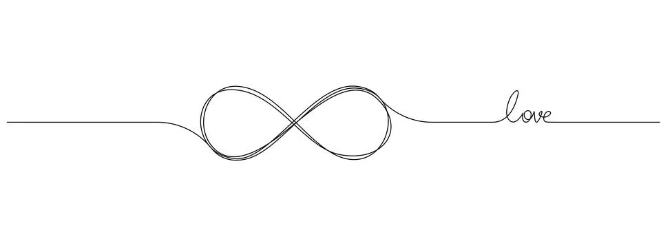 One continuous line drawing of Infinity symbol. Loop mobius icon and endless Illustrazione stock