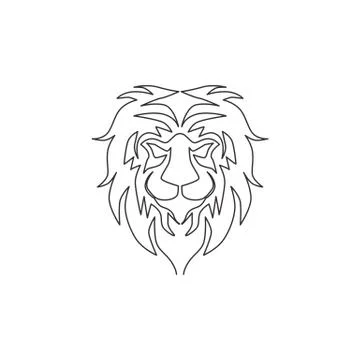 One continuous line drawing of king of the jungle, lion head for company logo Illustrazione stock