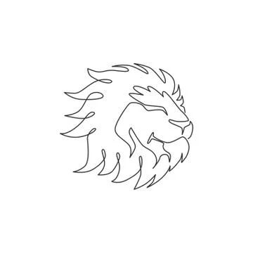 One continuous line drawing of king of the jungle, lion head for company logo Illustrazione stock