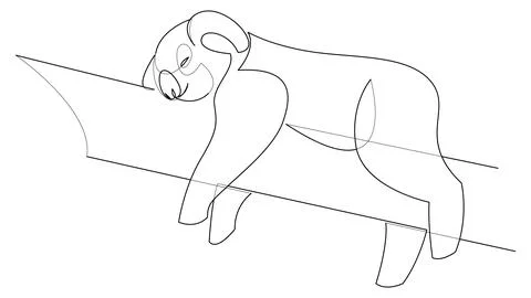 One continuous line drawing of koala resting on a tree. Stock Illustration