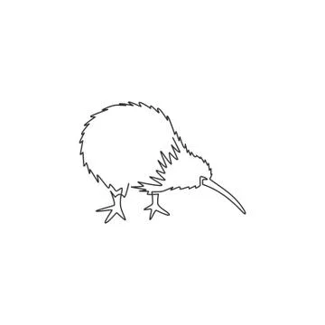 One continuous line drawing of little kiwi bird for city zoo identity Stock-Illustration