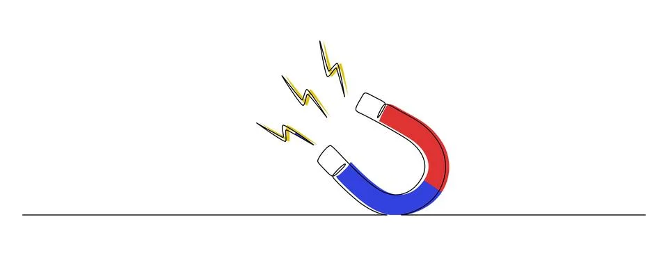 One continuous line drawing of magnet. Client searching and talent attraction Stock Illustration