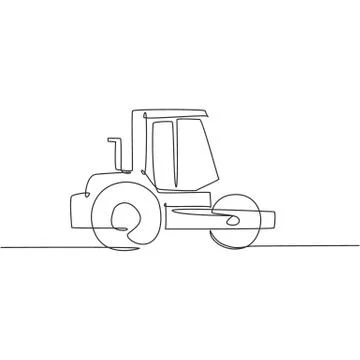 One continuous line drawing of metal roller vehicle for paving the road Illustrazione stock