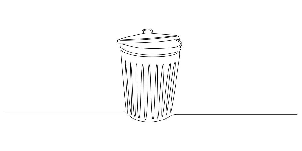 One continuous line drawing of metallic garbage container. Recycling waste Stock Illustration
