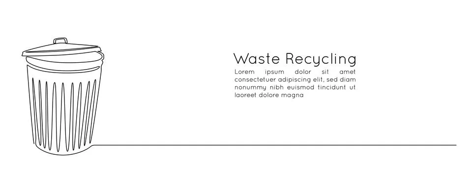 One continuous line drawing of metallic garbage container. Recycling waste Stock Illustration