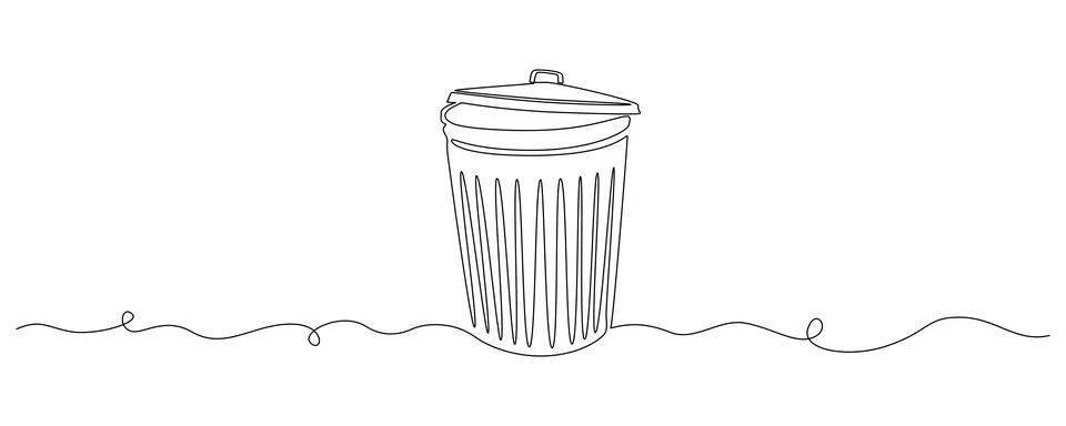 One continuous line drawing of metallic garbage container. Recycling waste Stock Illustration