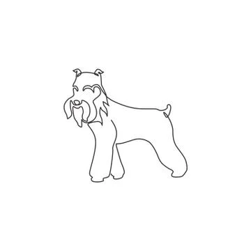 One continuous line drawing of miniature schnauzer dog for company logo Illustrazione stock