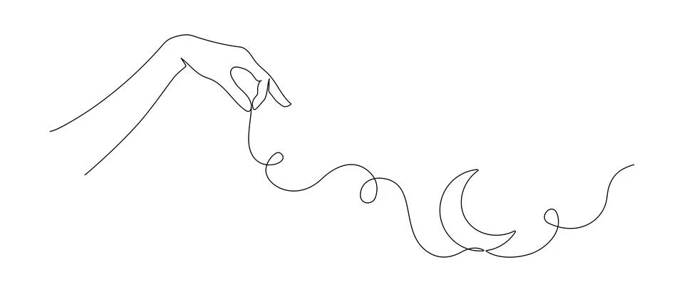 One continuous line drawing of Moon. Ramadan Kareem banner in simple linear Stock Illustration