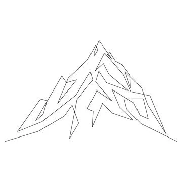 One continuous line drawing of mountain landscape Stock Illustration