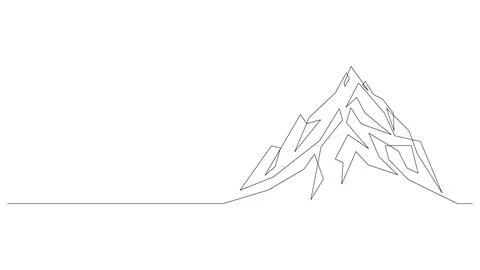 One continuous line drawing of mountain landscape. Adventure winter sports Stock Illustration