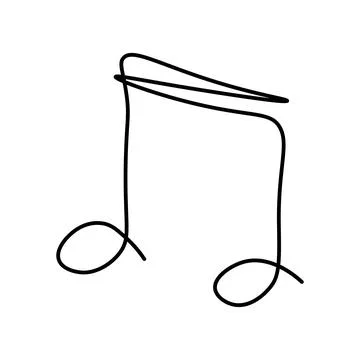 One continuous line drawing of music note. Minimalist music symbol or logo Stock Illustration